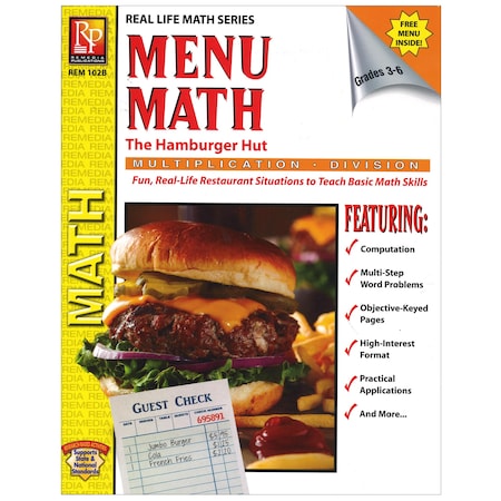 Remedia Publications Menu Math: The Hamburger Hut Book, Multiplication And Division 102B